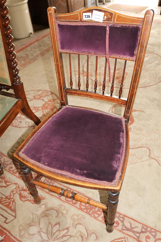 An Edwardian inlaid bedroom chair